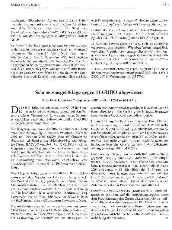 Vorschauseite 1: Schmerzensgeldklage gegen HARIBO abgewiesen