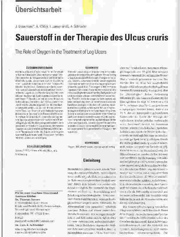 Vorschauseite 1: Sauerstoff in der Therapie des Ulcus cruris