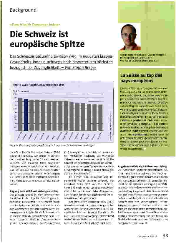 Vorschauseite 1: Die Schweiz ist europäische Spitze