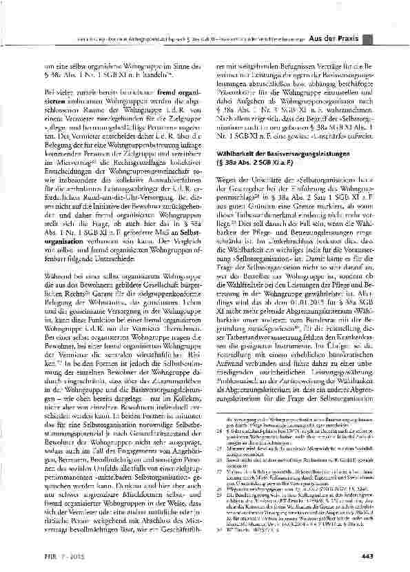 Vorschauseite 5: Der neue Wohngruppenzuschlag nach § 38a SGB XI - Bravourstück oder Verschlimmbesserung?