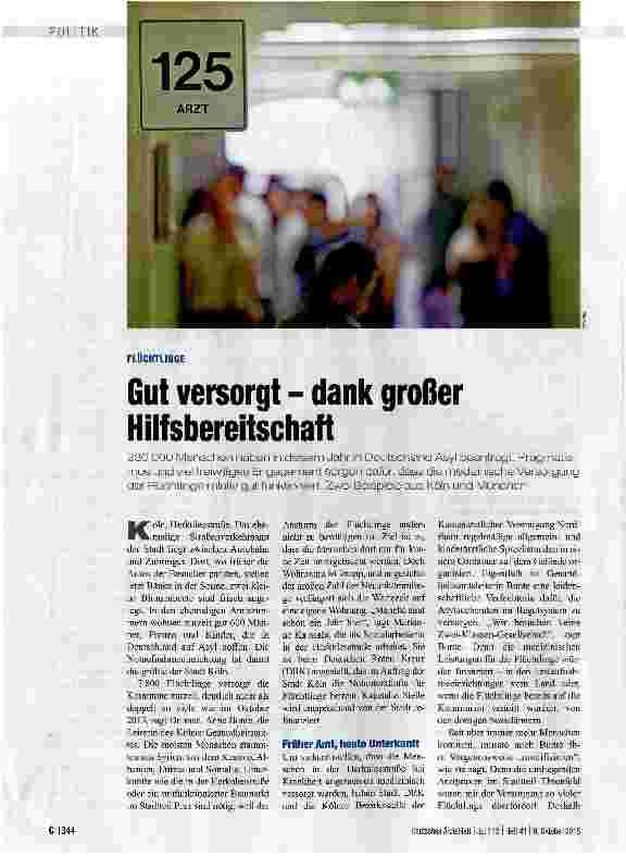 Vorschauseite 1: Gut versorgt - dank großer Hilfsbereitschaft
