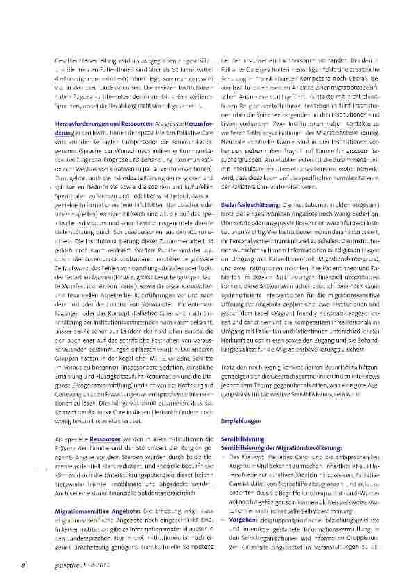 Vorschauseite 3: Migrationssensitive Palliative Care -Bedarf und Bedürfnisse der Migrations bevölkerung in der Schweiz