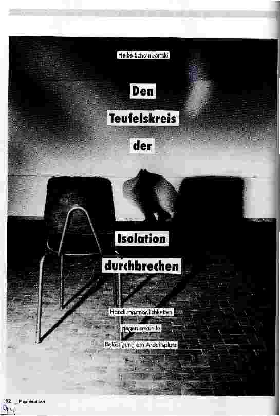 Vorschauseite 1: Den Teufelskreis der Isolation durchbrechen Handlungsmöglichkeiten gegen sexuelle Belästigung am Arbeitsplatz