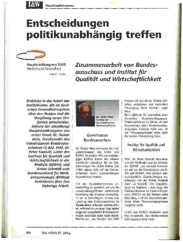 Vorschauseite 1: Entscheidungen politikunabhängig treffen