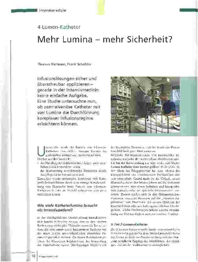 Vorschauseite 1: Mehr Lumina - mehr Sicherheit4-Lumen-Katheter