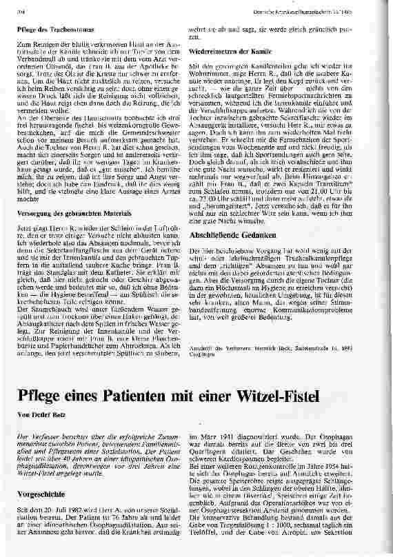 Vorschauseite 1: Pflege eines Patienten mit einer Witzel-Fistel