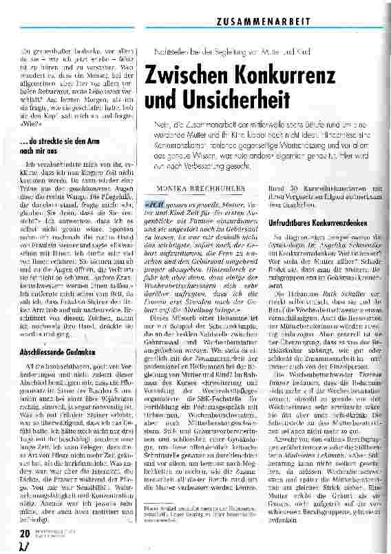 Vorschauseite 1: Zwischen Konkurrenz und Unsicherheit Nahtstellen bei der Begleitung von Mutter und Kind