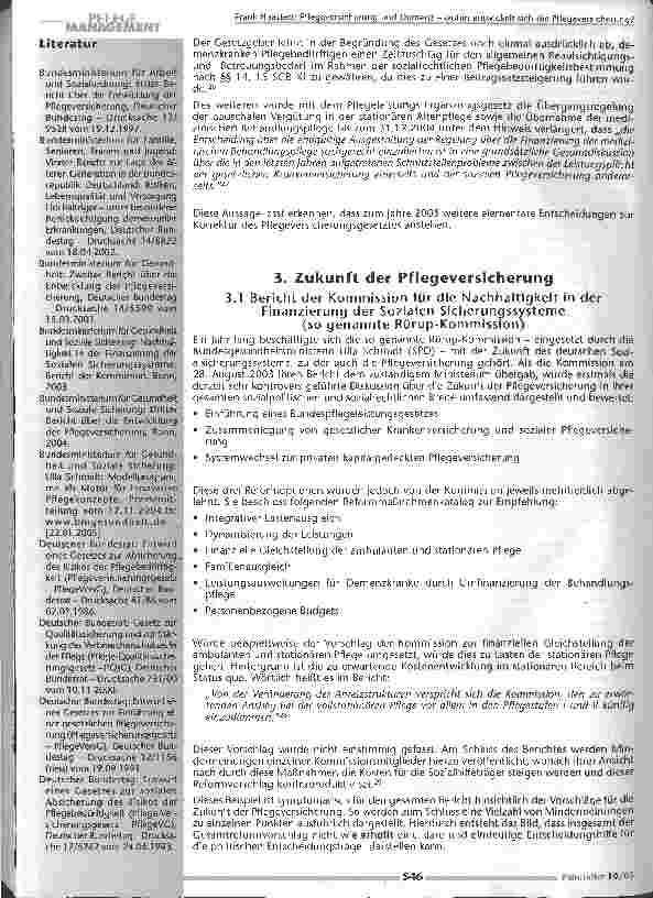 Vorschauseite 5: Pflegeversicherung und Demenz wohin entwickelt sich die Pflegeversicherung