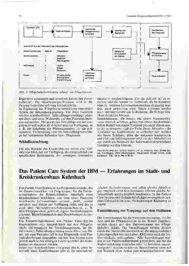 Vorschauseite 3: Action und Patient Care System — zwei für den Pflegedienst interessante Computersysteme