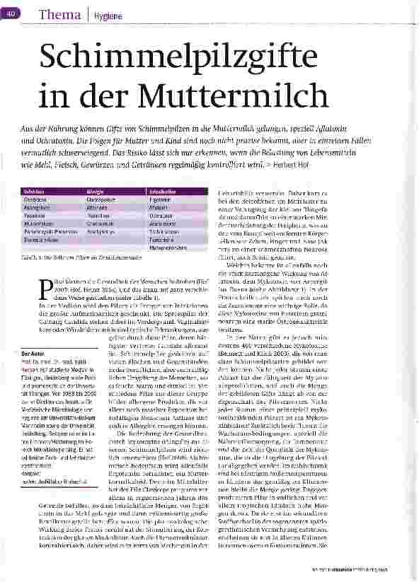 Vorschauseite 1: Schimmelpilzgifte in der Muttermilch
