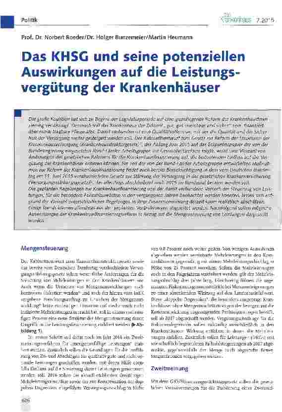 Vorschauseite 1: Das KHSG und seine potenziellen Auswirkungen auf die Leistungs-vergütung der Krankenhäuser