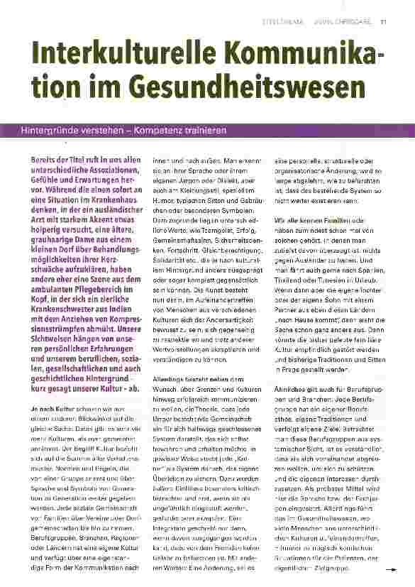 Vorschauseite 1: Interkulturelle Kommunikation im GesundheitswesenHintergründe verstehen - Kompetenz trainieren