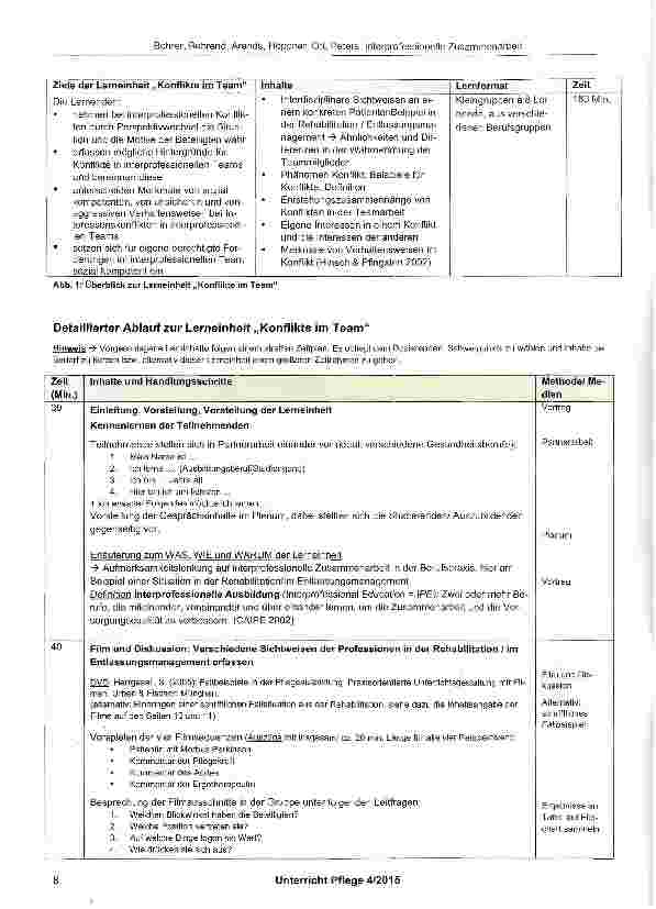 Vorschauseite 2: Interprofessionelle Zusammenarbeit gestalten, Konflikte im Team reflektieren