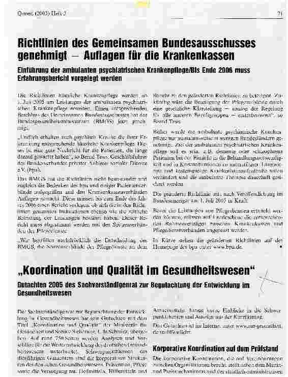 Vorschauseite 1: Richtlinien des Gemeinsamen Bundesausschusses genehmigt - Auflagen für die Krankenkassen