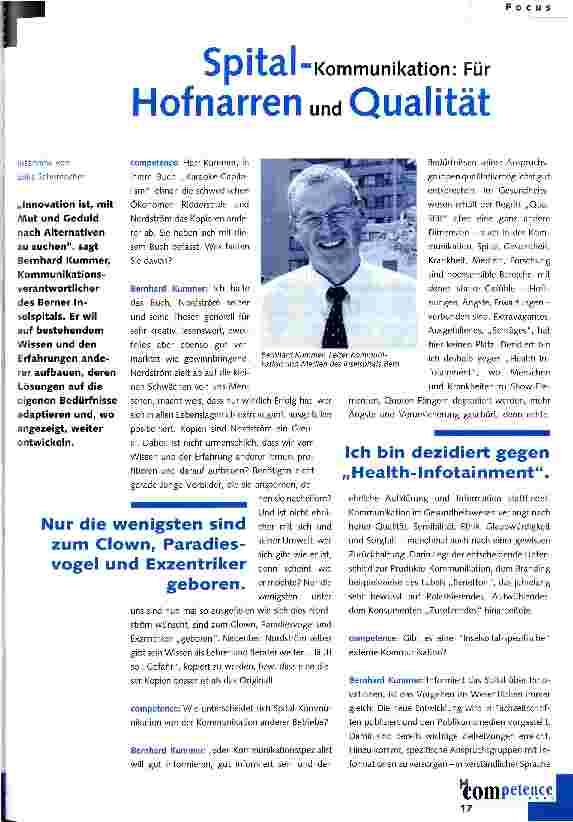 Vorschauseite 1: Spital-Kommunikation: Für Hofnarren und Qualität