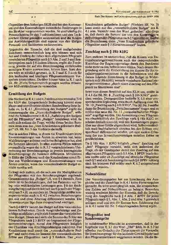 Vorschauseite 4: Der Kosten und Leistungsnachweis nach der Bundespflegesatzverordnung