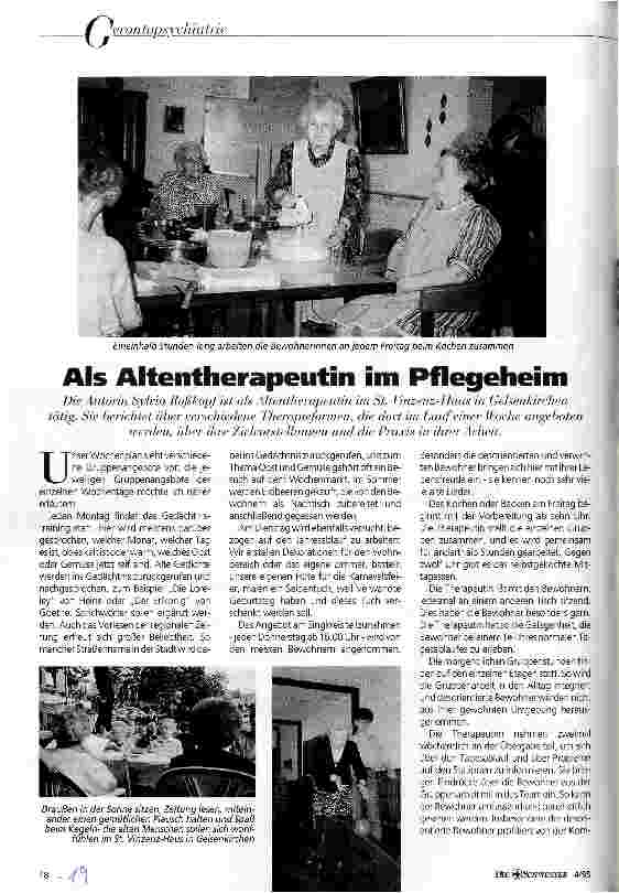 Vorschauseite 1: Als Altentherapeutin im Pflegeheim