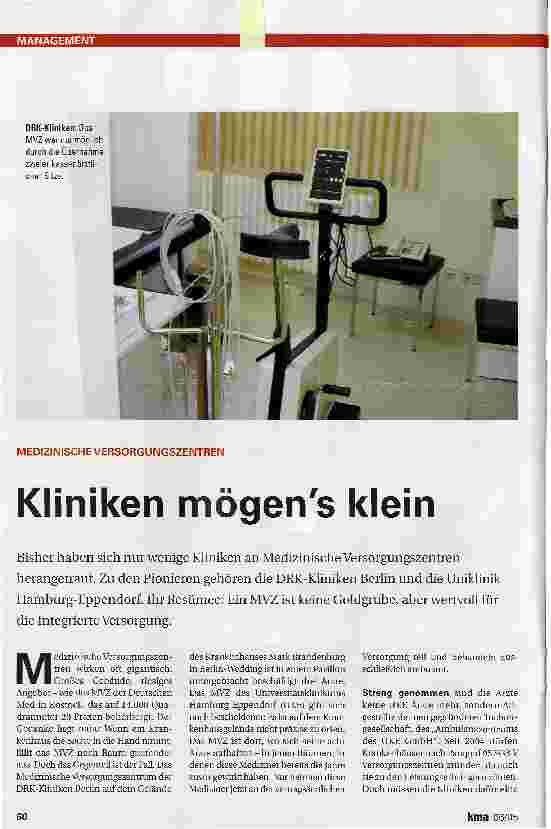 Vorschauseite 1: Kliniken mögen klein