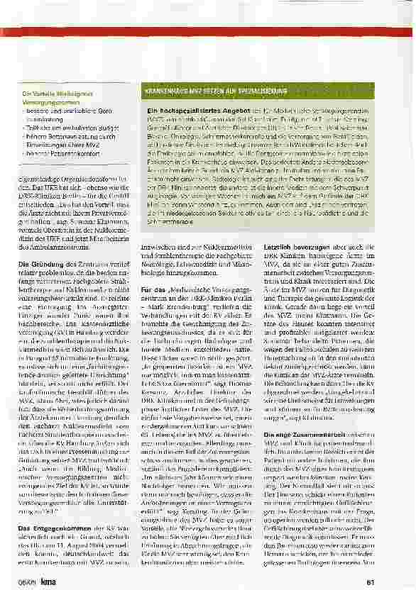 Vorschauseite 2: Kliniken mögen klein