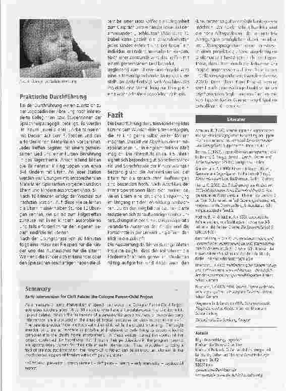 Vorschauseite 4: Frühförderung bei Lippen-Kiefer-Gaumensegel-Spalte: Das Kölner Eltern-Kind-Projekt