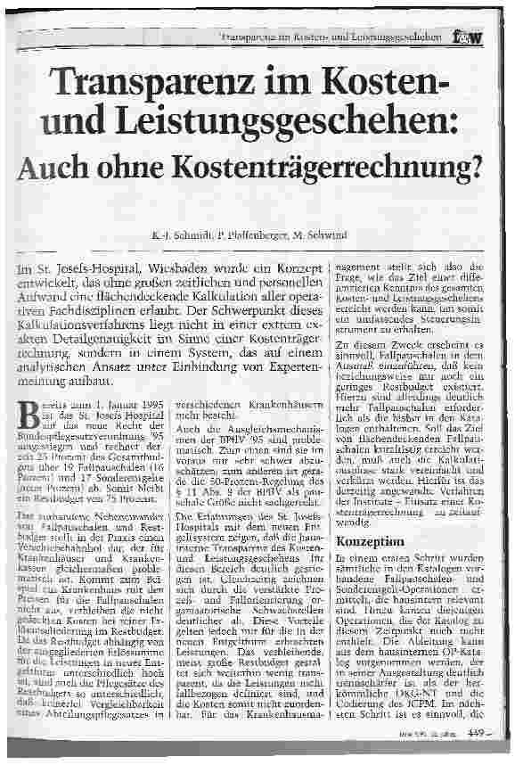 Vorschauseite 1: Transparenz im Kostenund Leistungsgeschehen: Auch ohne Kostenträgerrechnung?
