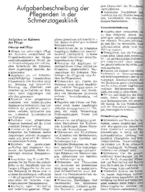 Vorschauseite 1: Aufgabenbeschreibung der Pflegenden in der Schmerztagesklinik