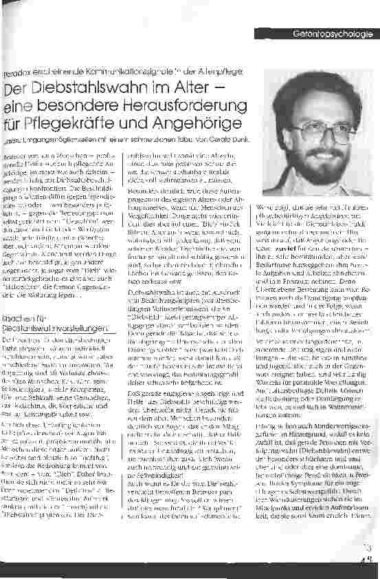 Vorschauseite 1: Der Diebstahlswahn im Alter - eine besondere Herausforderung für Pflegekräfte und Angehörige Unsere Umgangsmöglichkeiten mit einem schmerzlichen Tabu