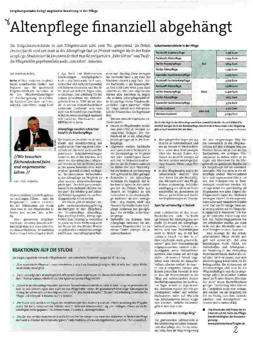 Vorschauseite 1: Altenpflege finanziell abgehängt
