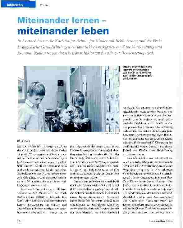 Vorschauseite 1: Miteinander lernen -miteinander leben