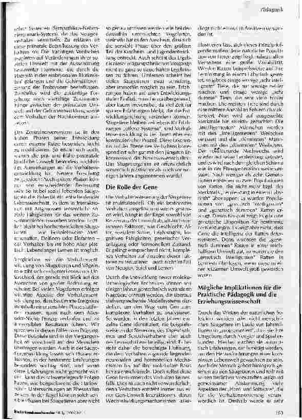 Vorschauseite 3: Pädagogik Neugier, Spiel und Lernen -Verhaltensbiologische Anmerkungen zur Kindheit