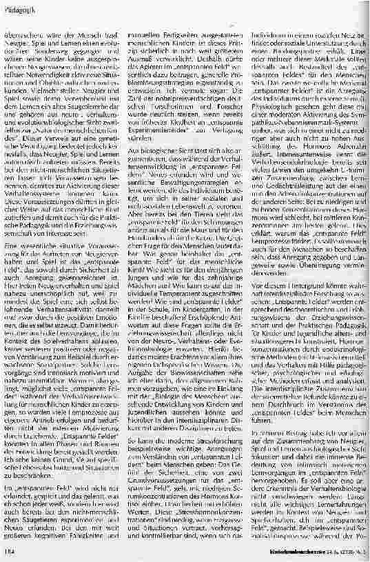Vorschauseite 4: Pädagogik Neugier, Spiel und Lernen -Verhaltensbiologische Anmerkungen zur Kindheit