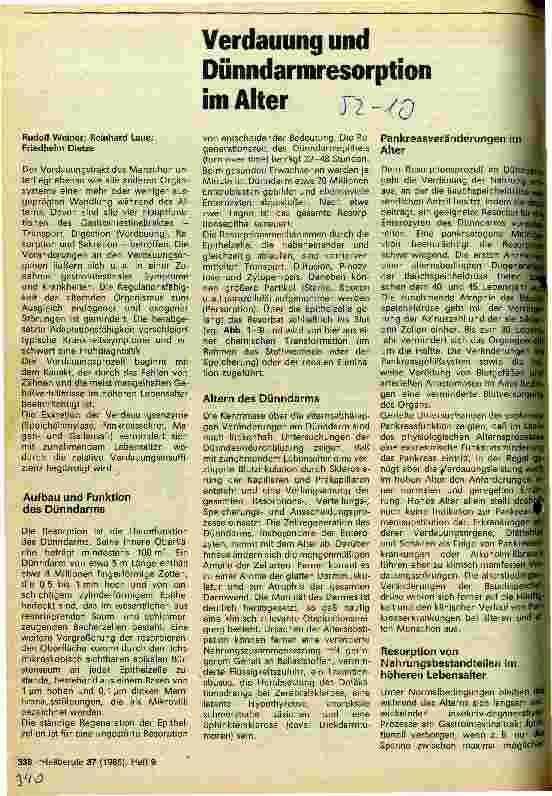 Vorschauseite 1: Verdauung und Dünndarmresorption im Alter