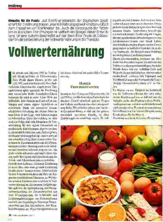 Vorschauseite 1: Vollwerternährung Hinweise für die Praxis