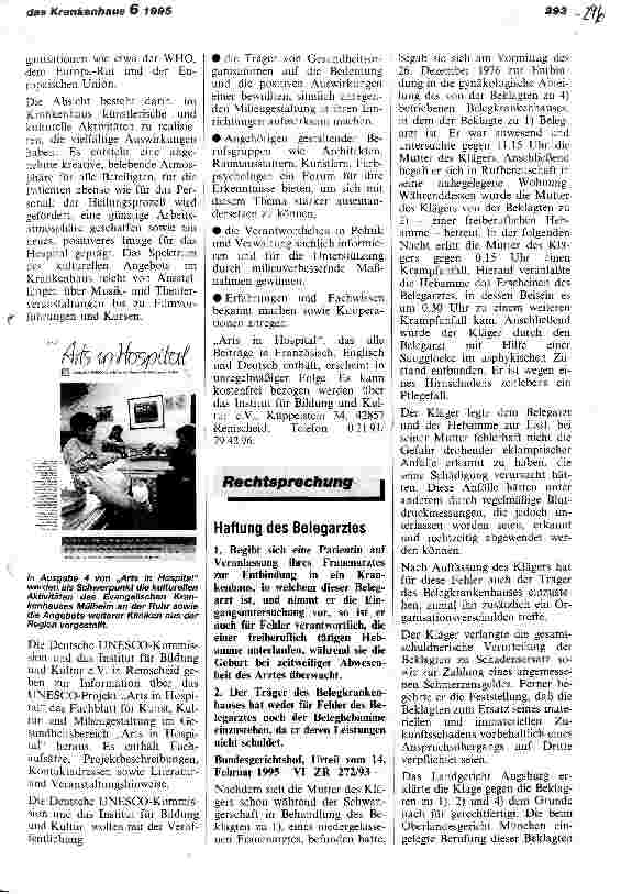 Vorschauseite 1: Haftung des Belegarztes