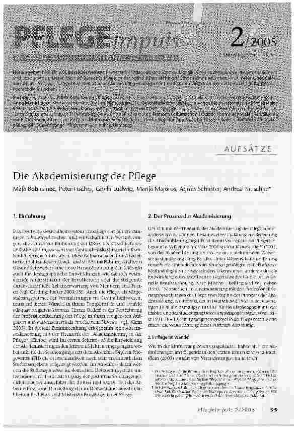 Vorschauseite 1: Die Akademisierung der Pflege