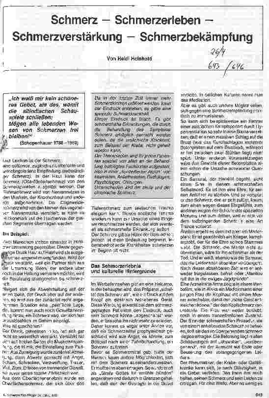 Vorschauseite 1: Schmerz - Schmerzerleben - Schmerzverstärkung - Schmerzbekämpfung