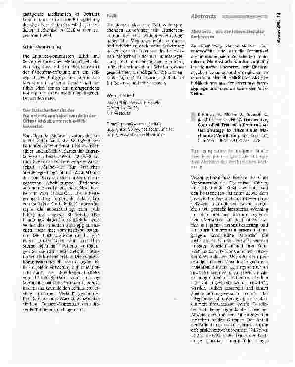 Vorschauseite 4: PatientenverfügungenDie Enquete-Kommission Ethik und Recht der modernen Medizin des Deutschen Bundestages erstellte einen Bericht mit Schlussfolgerungen und konkreten Empfehlungen