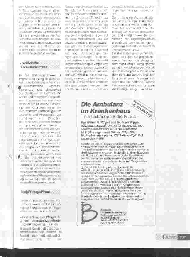 Vorschauseite 2: Apotheker auf Station - eine lohnende Investition Steigerung von Qualität und Wirtschaftlichkeit der Arzneimitteltherapie
