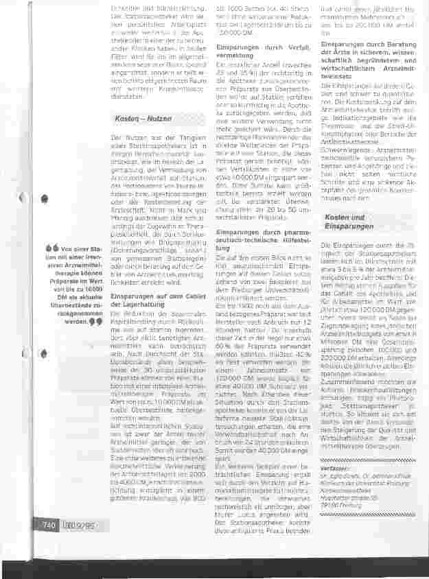 Vorschauseite 5: Apotheker auf Station - eine lohnende Investition Steigerung von Qualität und Wirtschaftlichkeit der Arzneimitteltherapie