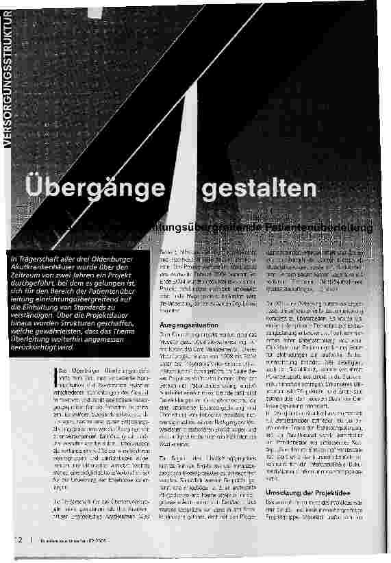 Vorschauseite 1: Übergänge gestalten. Standards für eine einrichtungsübergreifende Patientenüberleitung