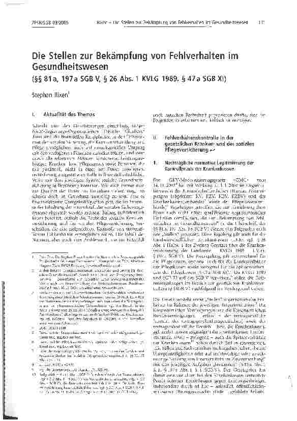 Vorschauseite 1: Die Stellen zur Bekämpfung von Fehlverhalten im Gesundheitswesen(§§ 81 a, 197 a SGB V, § 26 Abs. 1 KVLG 1989, § 47a SGB XI)
