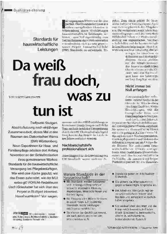 Vorschauseite 1: Da weiß frau doch, was zu tun ist Standards für hauswirtschaftliche Leistungen