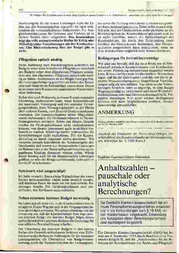 Vorschauseite 1: Anhaltszahlen-pauschale oder analytische Berechnungen