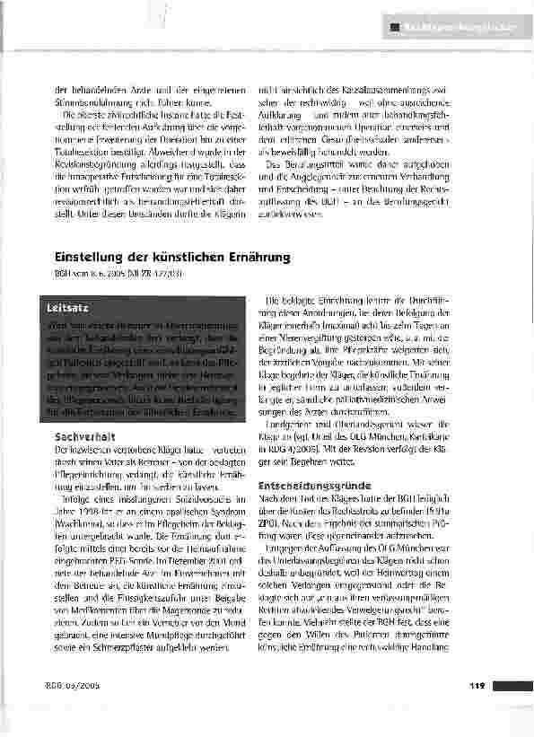 Vorschauseite 1: Einstellung der künstlichen Ernährung