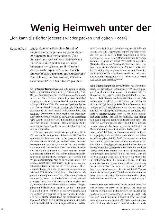 Vorschauseite 1: Wenig Heimweh unter der Sonne SpaniensIch kann die Koffer jederzeit wieder packen und gehen - oder