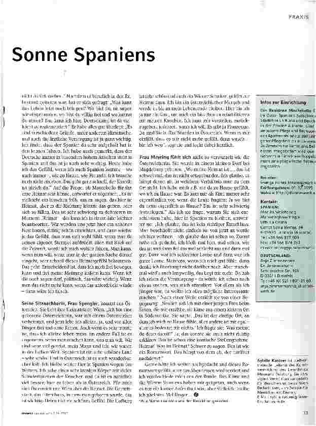 Vorschauseite 2: Wenig Heimweh unter der Sonne SpaniensIch kann die Koffer jederzeit wieder packen und gehen - oder