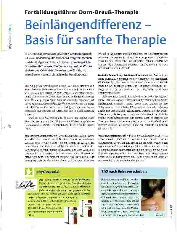 Vorschauseite 1: Fortbildungsführer Dorn-Breuß-Therapie Beinlängendifferenz -Basis für sanfte Therapie