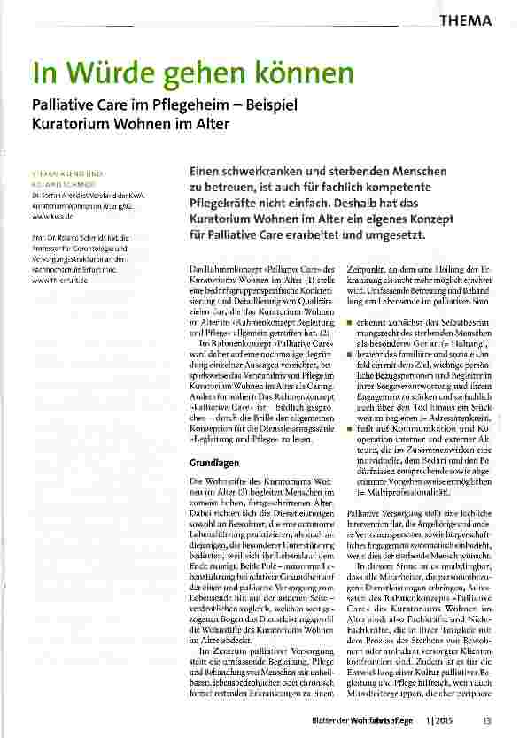Vorschauseite 1: In Würde gehen können