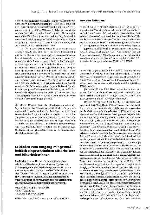 Vorschauseite 1: Leitfaden zum Umgang mit gesundheitlich eingeschränkten Mitarbeitern und Mitarbeiterinnen