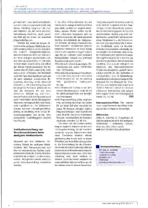Vorschauseite 4: Entlastungskraniektomie bei malignem Mediainfarkt - Indikation, Technik, Outcome